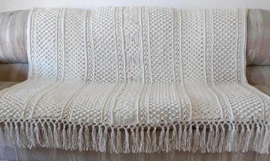 Soft White Crocheted Afghan-image