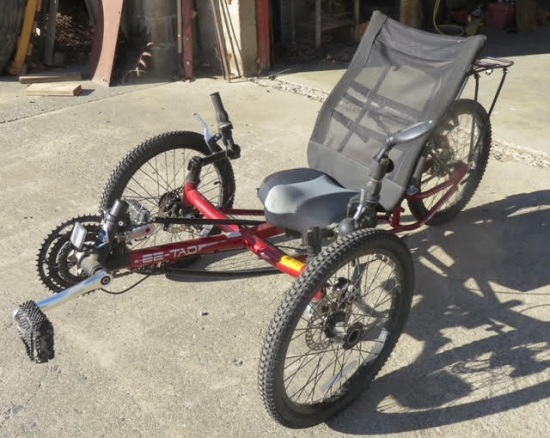 Three wheeled, recumbent bike