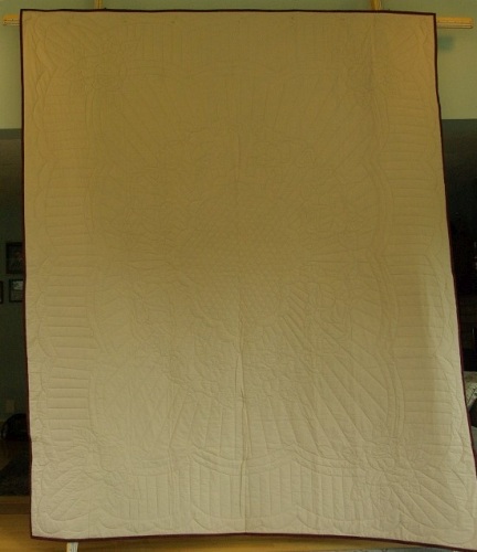 Sand and Burgundy Whole Cloth Quilt-image