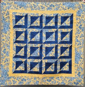 Blue and Gold Shadow Boxes Quilt-image